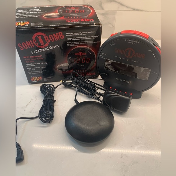 Sonic Bomb Alarm Other - NEW Sonic Bomb Alarm Clock with Bed Shaker - Black and Red​